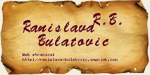 Ranislava Bulatović vizit kartica